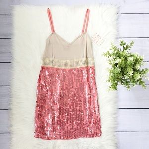 NWT Free People Cream Pink Sequin Mini Dress 331
